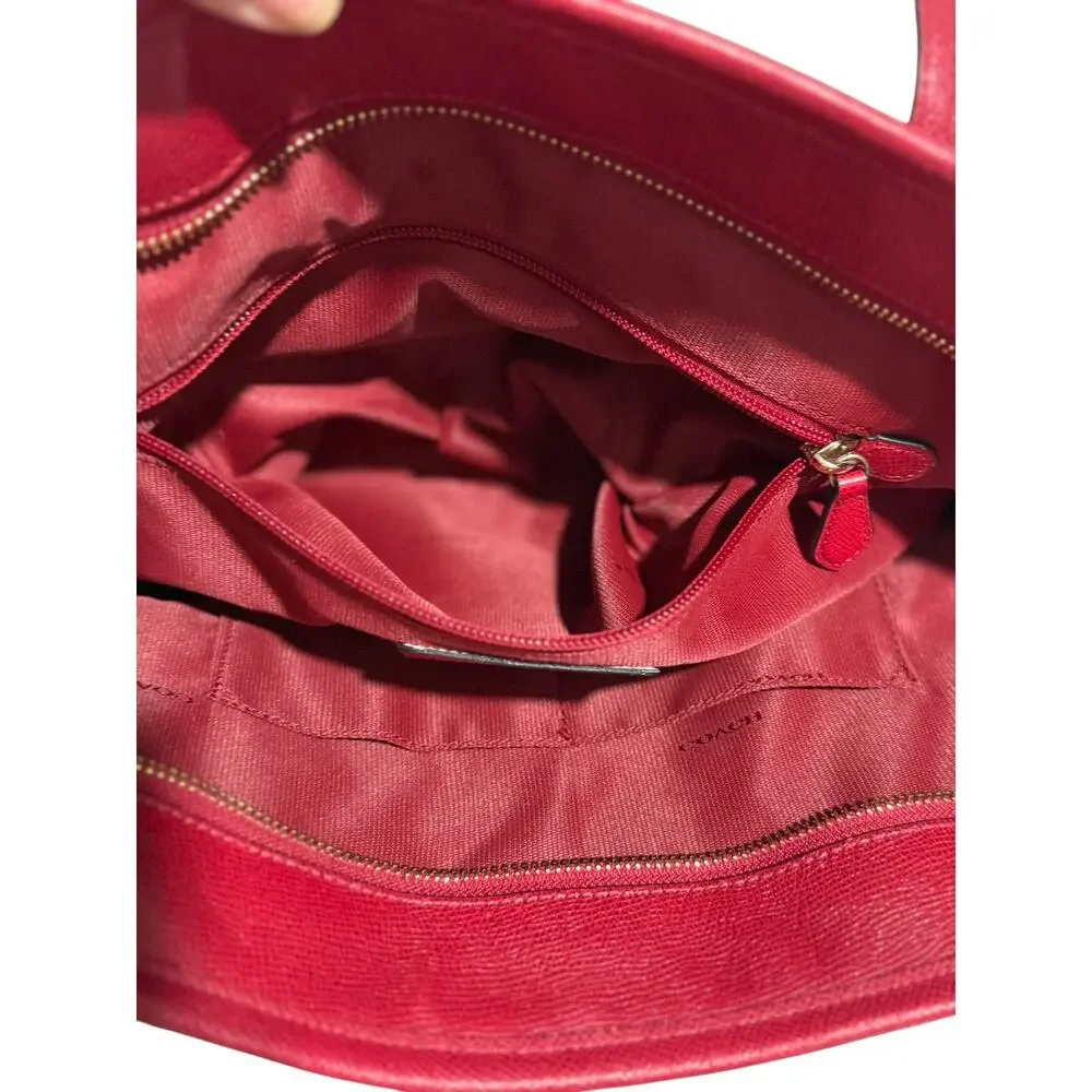 COACH Red Current Leather Taxi Tote Bag